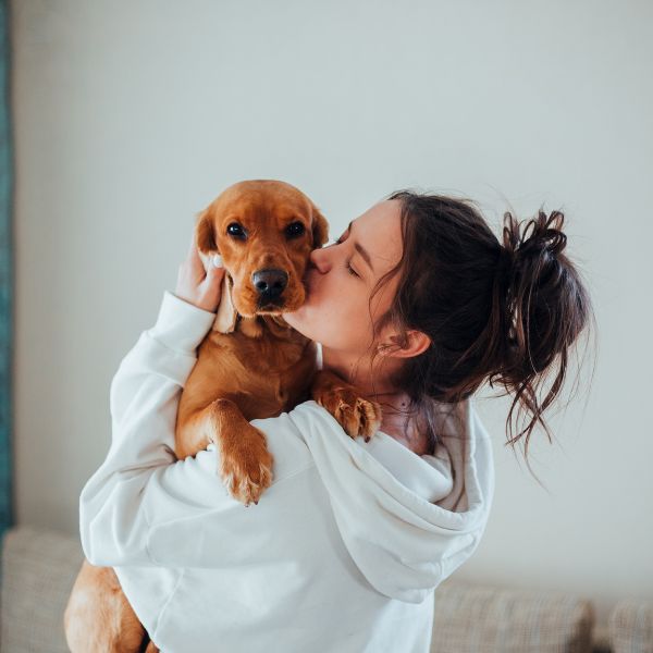 kissing puppy