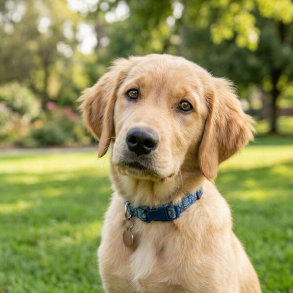 Alert puppy looking forward, emphasizing health and development.